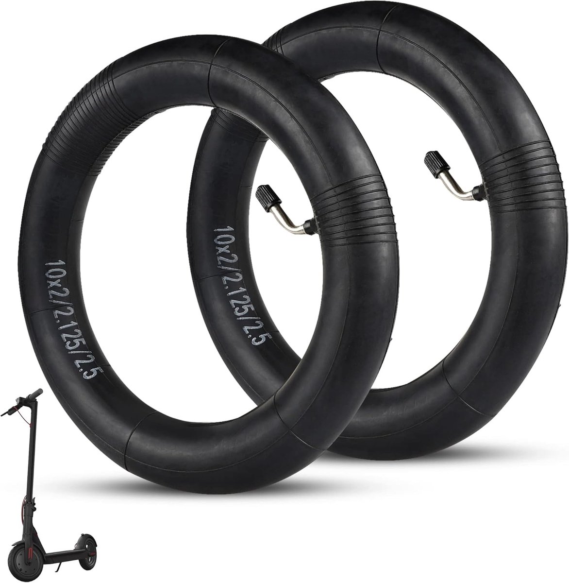 SnelShoppen - 10 Inch Versterkte Binnenbanden voor Elektrische Scooter, Coarse Camera, Butyl Rubber, Duurzaam en Milieuvriendelijk, 2 Stuks, 0° Ventie