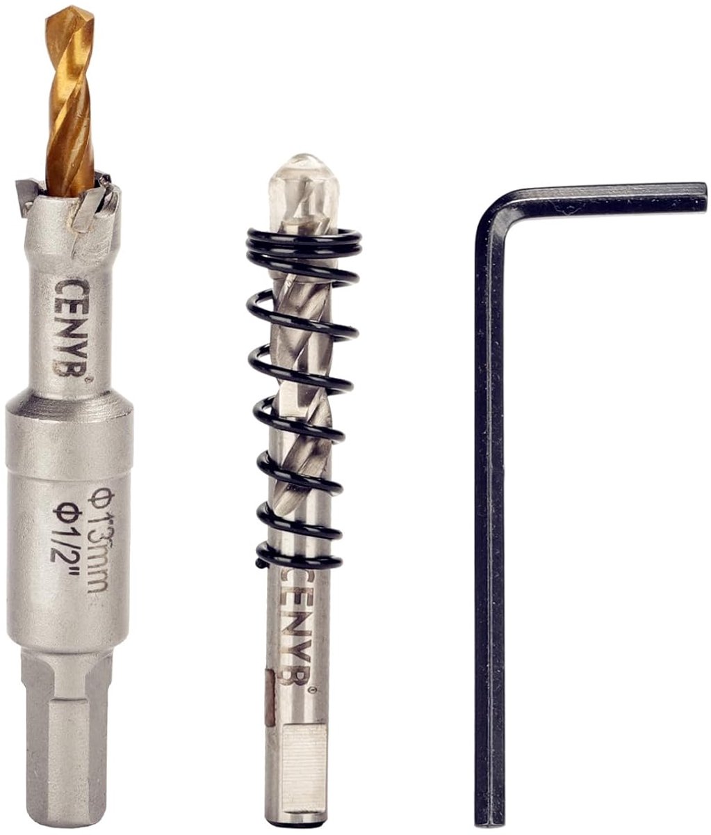 SnelShoppen - 1/2" (13mm) TCT Hole Saw met Tungstencarbide Tip en 2 Titanium Gecoate Pilot Boorbits voor Hard Metaal, RVS, IJzer, Aluminium, Hout en K