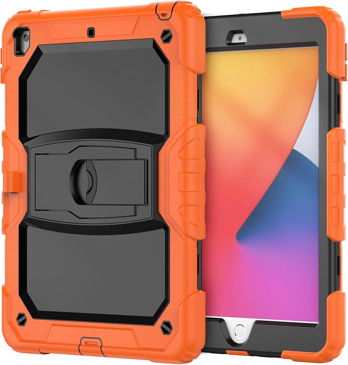 SnelShoppen - iPad Pro 9.7 Hoes met Steun - Duurzame Hybride Schokbestendige Drie-Laagse Silicone Beschermcase voor Kindertablet (Zwart)