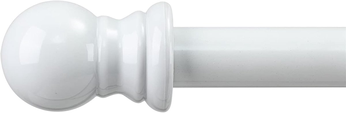 SnelShoppen - Verstelbare Witte Gordijnroede 76-110 cm met Ballen Eindstukken - Roestvrij Staal voor Woonkamer en Slaapkamer
