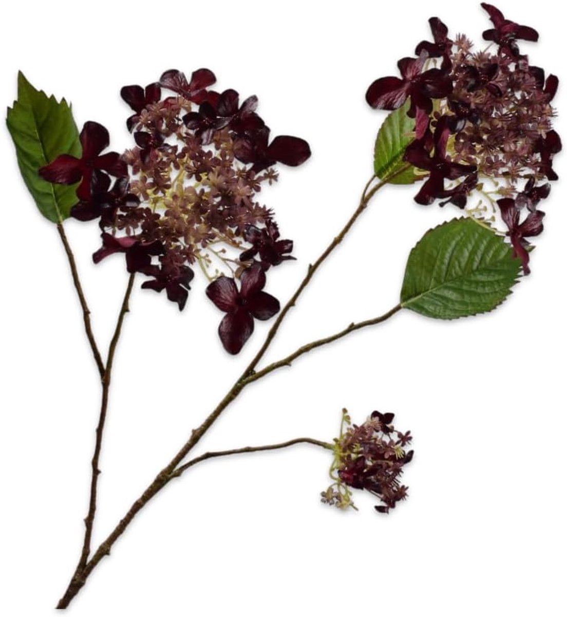 SnelShoppen - Kunstbloem Hydrangea Tak Burgundy 99 cm - Neplelie, Decoratie voor Thuis, Bruiloft, Feest, Tuin, Keuken, Vaas