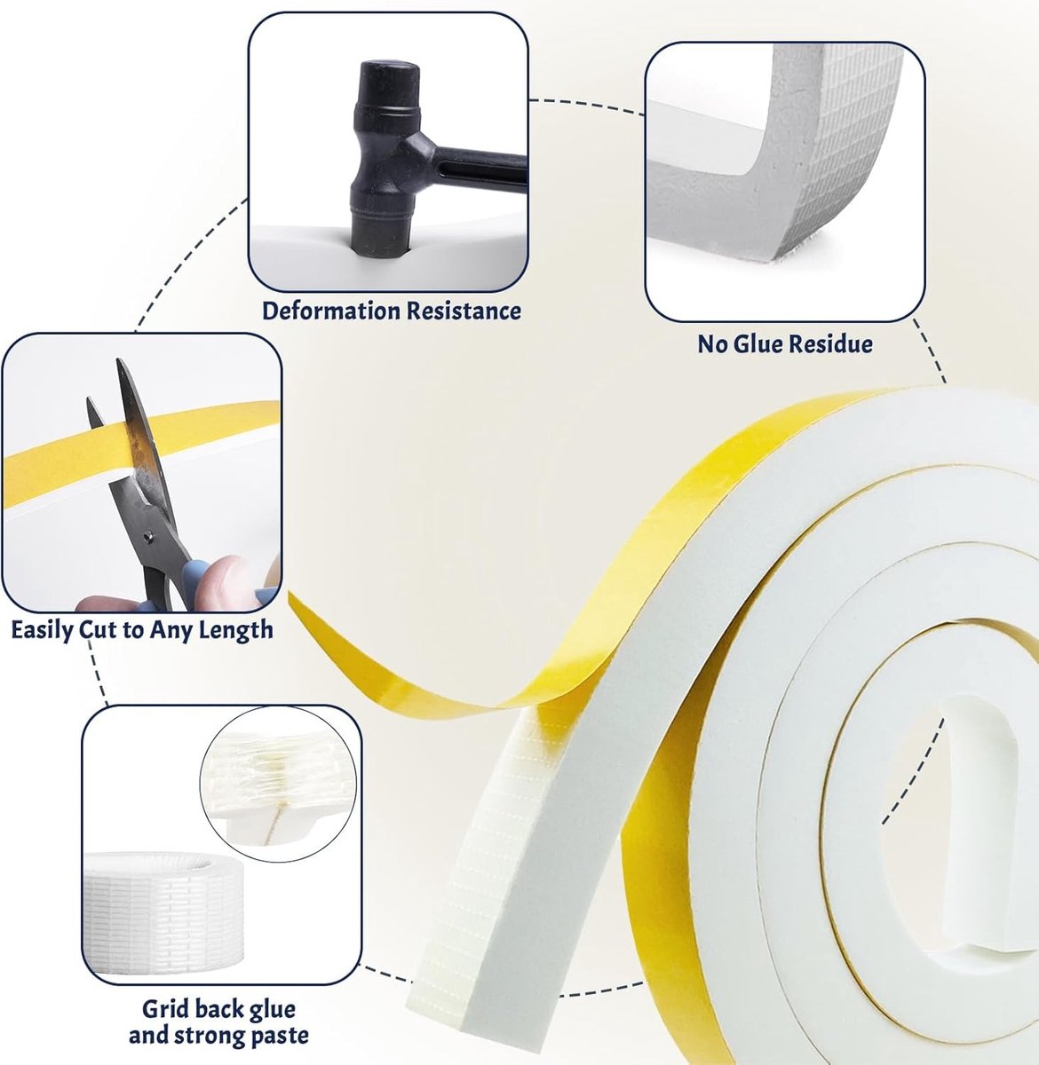 Zelfklevende Sealing Tape voor Deuren en Ramen, Geluidsisolatie, Rubber Strip, Dichtingsoplossing, 20 mm x 10 mm x 2 m, 2 Rollen