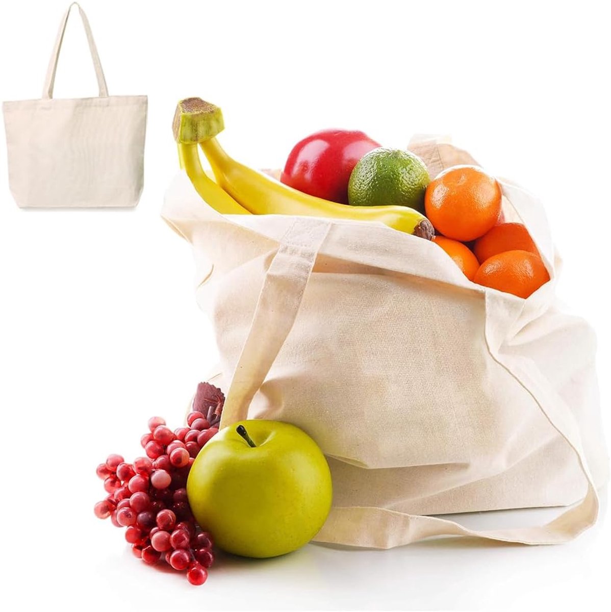SnelShoppen - Cotton Bag Voor Schilderen - Eco Vriendelijke Herbruikbare Vouwbare Schoudertas - Stevige Katoenen Tas Voor Schilderen Of Bedrukken - Ru