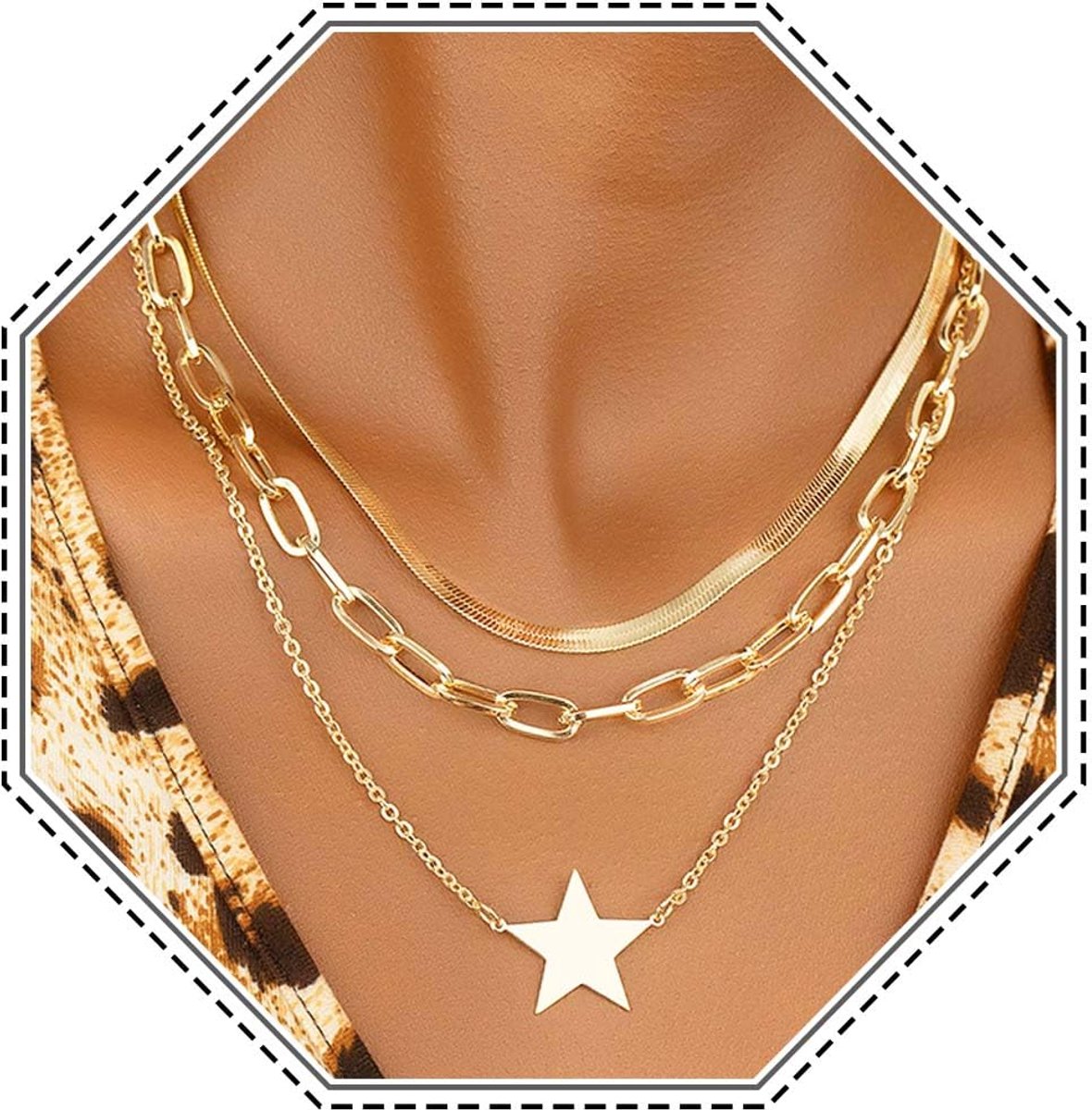 Dailygoods - Gelaagde Gouden Snake Choker Ketting voor Dames