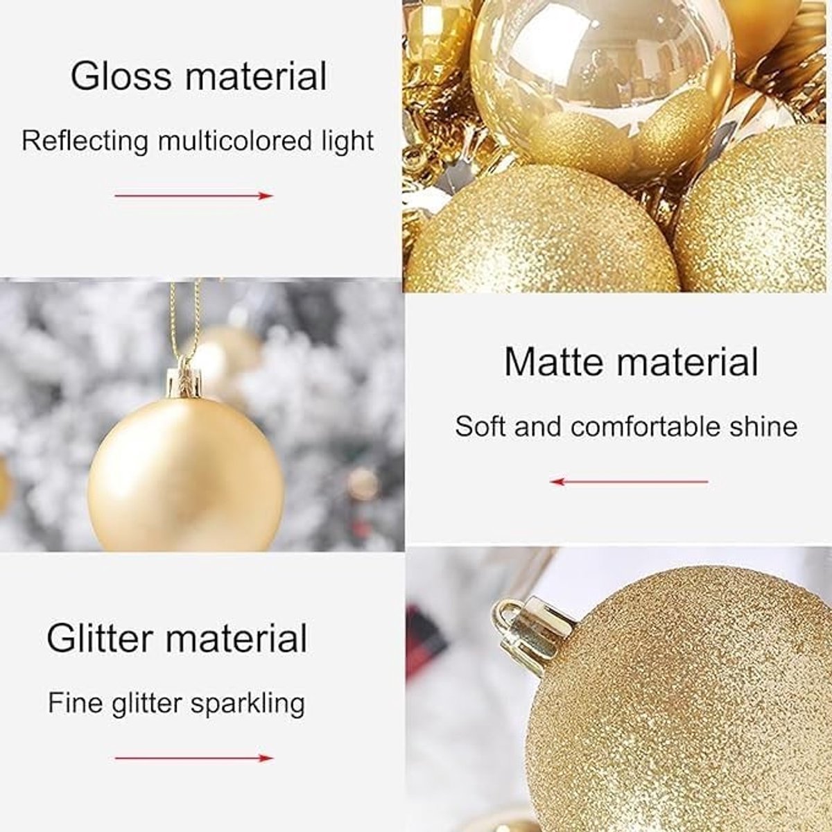 Kerstballen in Goud - Mat en Glitter, Kleine Decoraties voor Buiten en Binnen, Perfect voor Kerstboom Versiering (3cm)