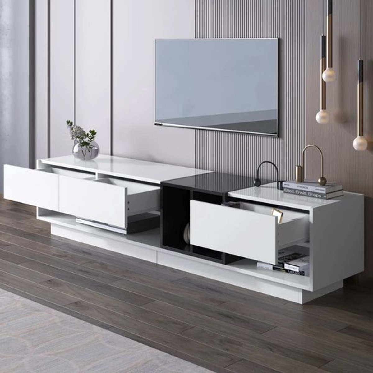 TV-Meubel – Tv-Kast – Meubel Voor Tv – Opbergmeubel – Ruime Lades – Krasbestendig Spaanpla