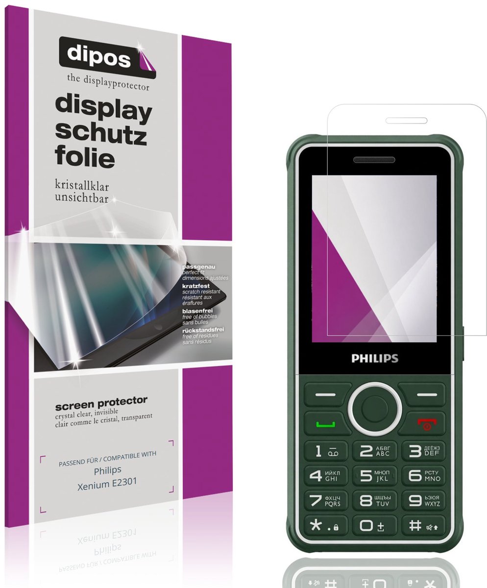 dipos – 4x Beschermfolie geschikt voor Philips Xenium E2301 | Krasbestendige & heldere Screenprotector Ultra-Thin
