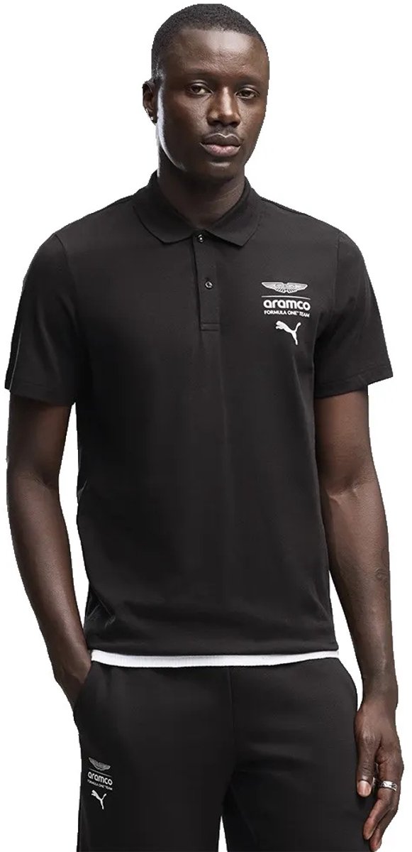 Puma X Aston Martin Aramco F1® Team Essential Korte Mouw Poloshirt S Man Zwart
