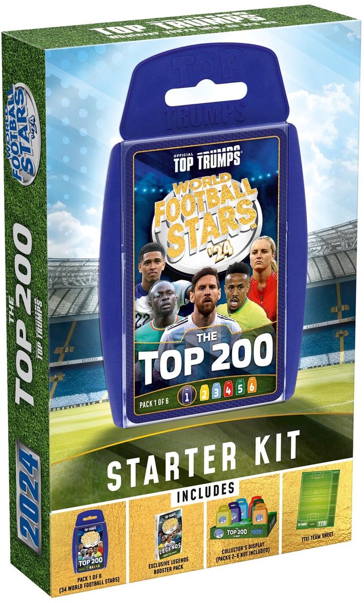 Top Trumps Box Starter Set - World Football Stars Top 200 - Pack 1/6 - Engels