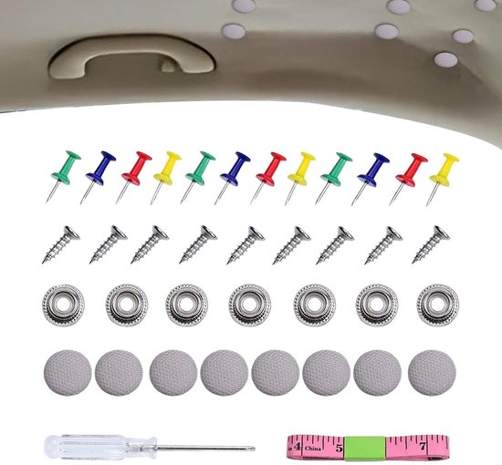 Hemelbekleding Reparatiekit - Dakhemel Clips - Auto Interieur Herstellen - Roestvrij Materiaal - 130 stuks - Beige Grijs Zwart — afbeelding 2