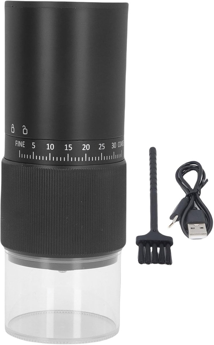 Elektrische Koffiemolen Compacte Molen Thuis en Reizen Keramische Braam 200 ml Capaciteit Zwart