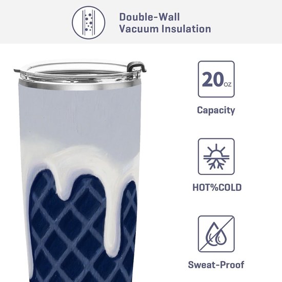 Koffiebeker met deksel - Reis mok - Dranken meenemen - Dubbelwandig geïsoleerd - 600ml 20oz - Donkerblauw — afbeelding 3