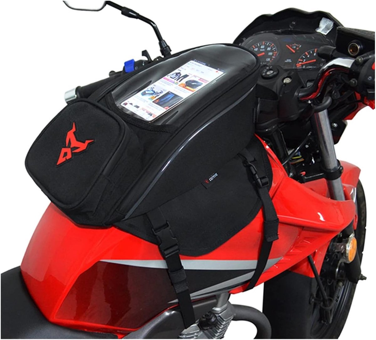 Motorfiets Tanktas - Motorfiets Rugzak - Motorrijden Navigatie - Waterafstotende Stof - 21x36x13 cm - Rood