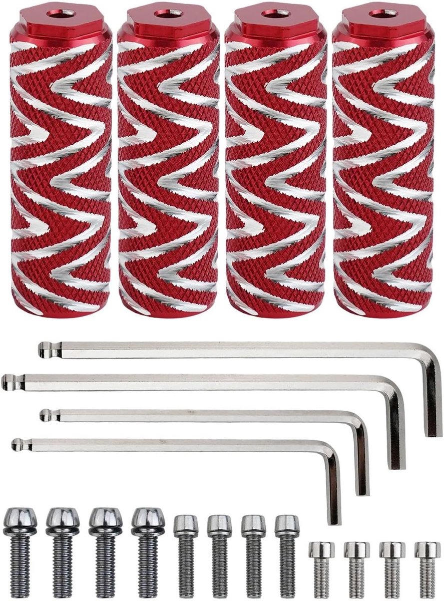 Fiets Voetsteunen - Fietspennen - Extra Ondersteuning - Anti-slip Grip - 4 Stuks - Rood