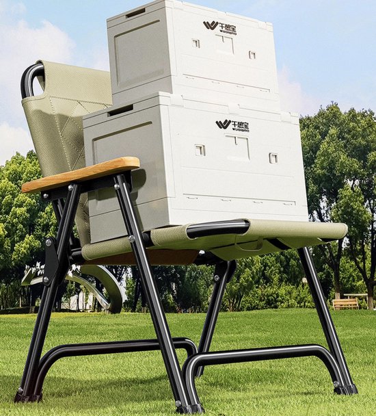 Campingstoel - Strandstoel - Vissersstoel - Visstoel - Rugleuning - Opvouwbare stoel - Zwart - 50,5x57x74 CM — afbeelding 3