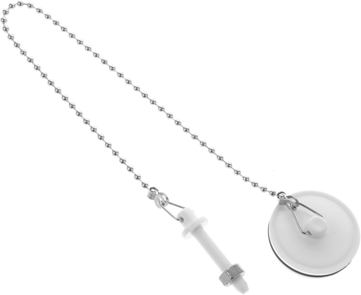 Badstop met Ketting - Afvoerplug Rubber - Water Binnenhouden - Effectieve Afsluiting - 3.8cm Randdiameter - Wit