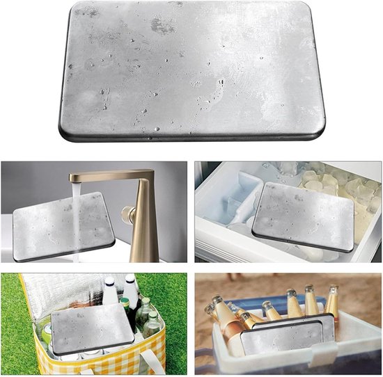 Koelvinnen Van Roestvrij Staal - Herbruikbaar Koelelementen - Koelelementen Voor Koelbox - 17.5 X 11.5 Cm - Platte Koelelementen - Kleine Koelelementen - Maaltijd Voorbereiding - Geschikt Voor Lunchtrommels, Picknicks, Kamperen En Wandelen - Zilver — afbeelding 3