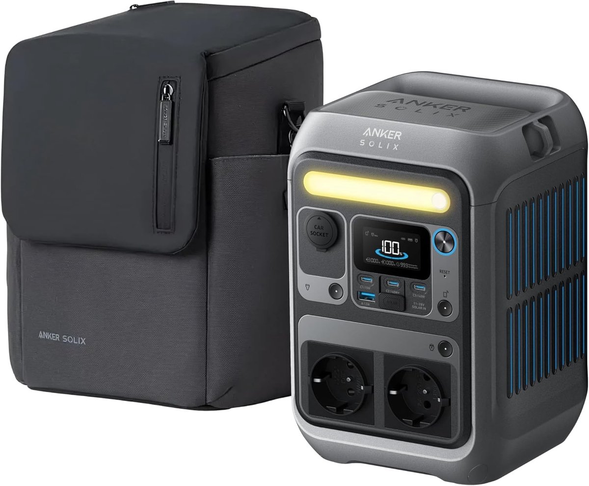 Anker SOLIX C300 Draagbare Powerstation + Schutztas – 288Wh LiFePO4-accu | 300W (Max. 600W) Zonne-Generator, 140W Dubbelzijdig Laden, Voor Camping, Reizen & Noodsituaties (Zonnepaneel Optioneel)
