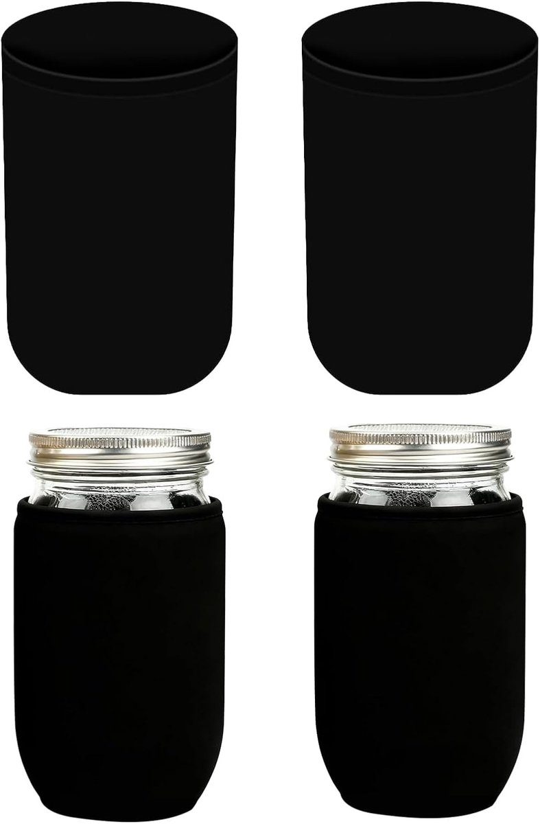 Pot Hoezen - Jar Sleeves - Hydrocultuur Kiemen - Lichtblokkerend Materiaal - 4 Stuks - Zwart