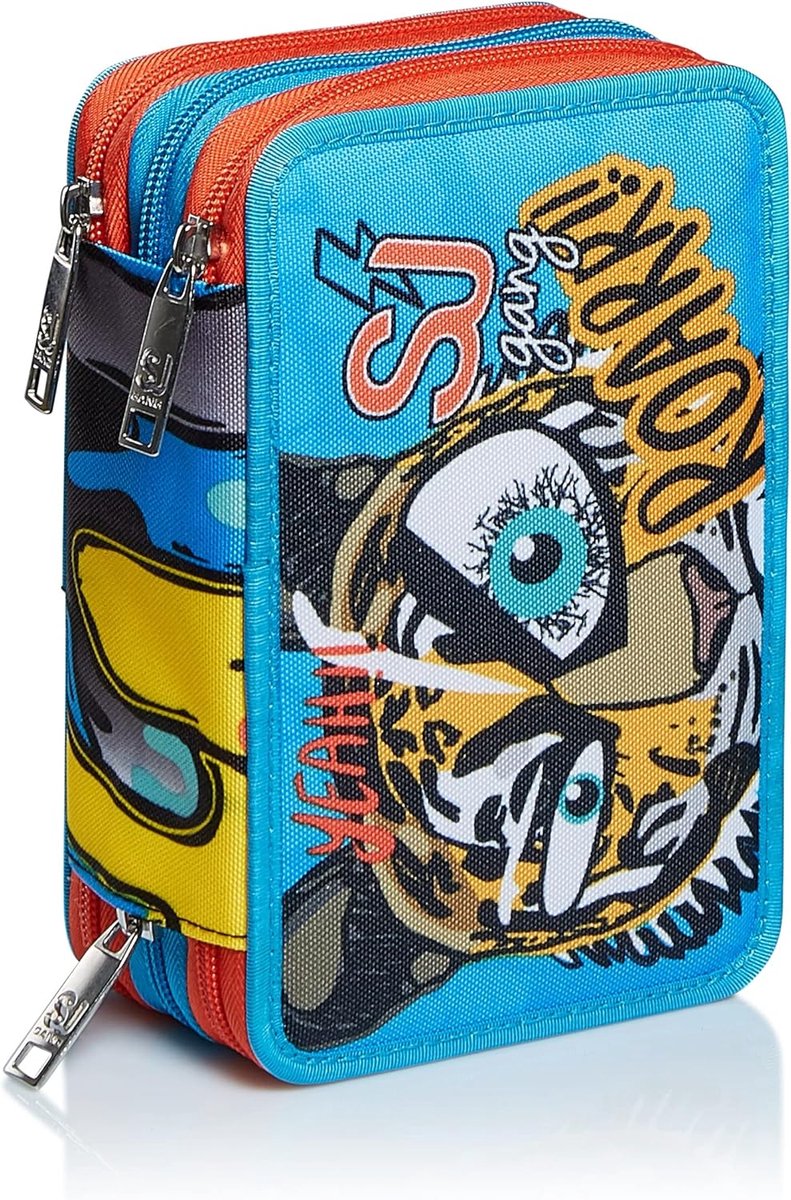Etui Met Vakken - Pennendoos Kinderen - Schoolspullen Opbergen - Zachte Voering - 20 x 12.5 cm - Blauw