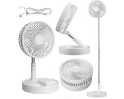 Opvouwbare draagbare miniventilator - Verstelbaar ontwerp - Draadloos en veelzijdig - Opvouwbare staande bureauventilator - Wit