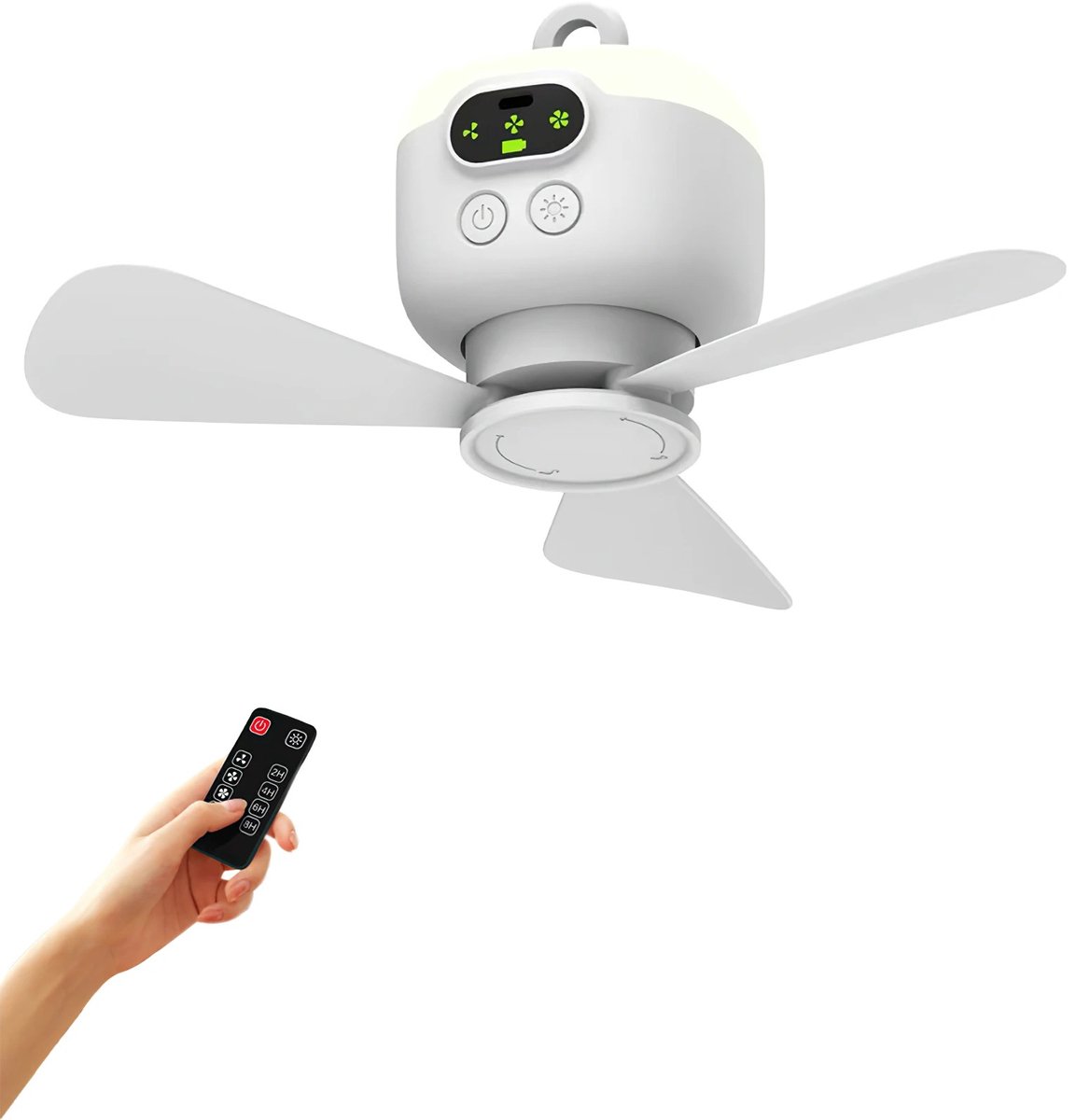 NordHaus Draagbare Plafondventilator - Hangventilator - Camping Ventilator met LED-Verlichting - USB Oplaadbaar - Afstandsbediening - 8000 mAh Accu