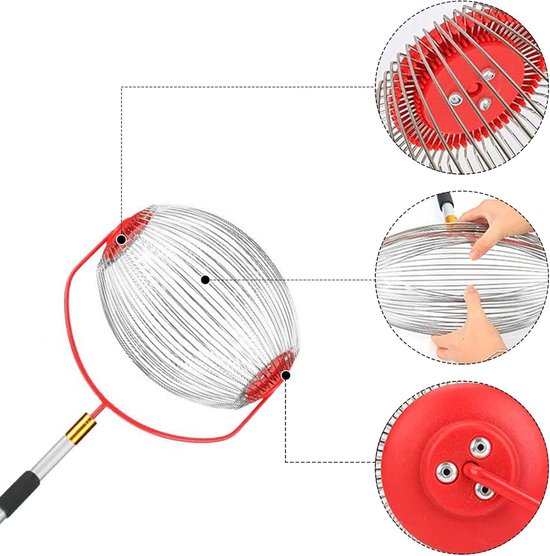 Eikelraper - Fruitverzamelaar - Golfbalverzamelaar - Uitschuifbare Handgreep - Flexibele Roestvrijstalen Draadrollen - Inclusief Opbergtas - Tuingereedschap — afbeelding 2