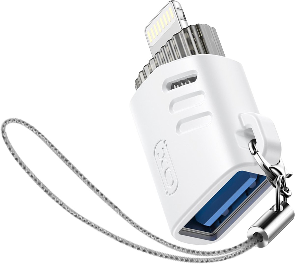 XO, Lader Adapter USB Vrouwelijk naar Lightning Mannelijk Compact, Wit