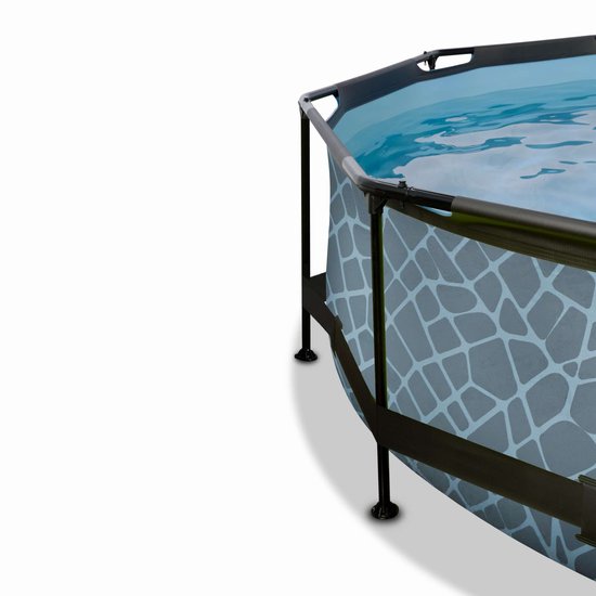 EXIT Stone Frame Zwembad ø300 - Opzetzwembad - met Filterpomp & Overkapping - Rond - Grijs