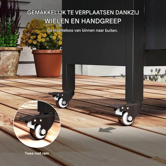 Buitenkeuken op Wielen - BBQ Trolley - Met Opbergkast & Planken - Werktafel voor Buiten - Staal & Metaal - Multifunctioneel - Zwart — afbeelding 4
