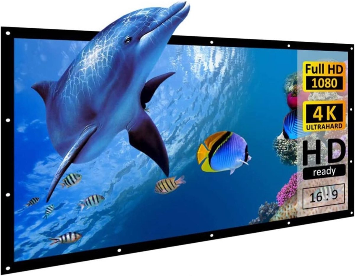 Projectiescherm Opvouwbaar - Draagbaar Beeldscherm - Thuisbioscoop Creëren - 170 Graden Kijkhoek - 120 Inch - Wit