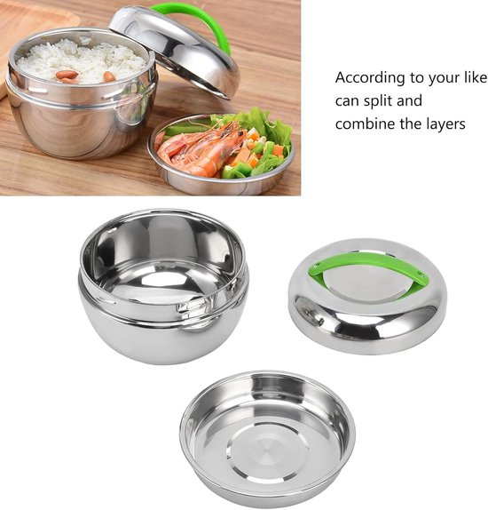 Geïsoleerde Lunchbox - Thermo Voedselcontainer - Warm Eten Meenemen - Dubbelwandige Isolatie - 13 Liter - Zilver — afbeelding 3