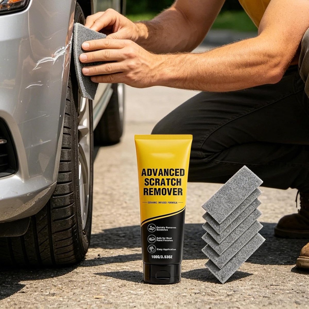 Krassenverwijderaar Auto - Lak Reparatie - Voertuig Onderhoud - Zonder Schurende Deeltjes - 100g Massa - N.v.t. – foto 7