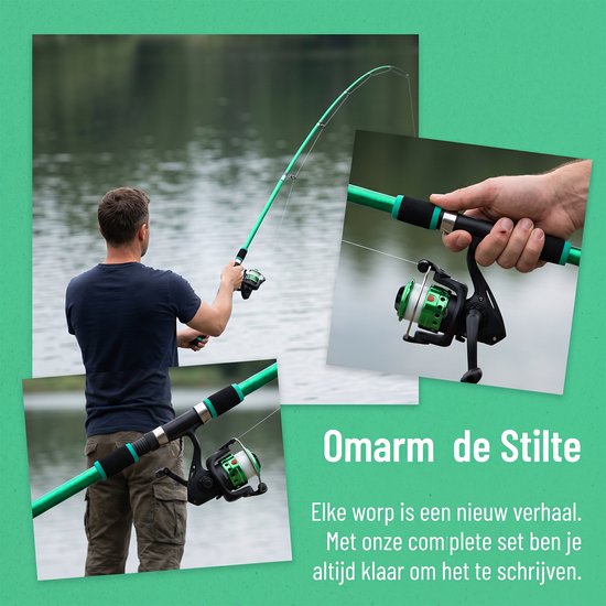 carmdering - Hengelset - Visset -Vishengelset - Groen - met Molen - Vishengel - Werphengel - Vishengels - Vishengel Telescoop- reisvissets - groen van carmdering — afbeelding 4