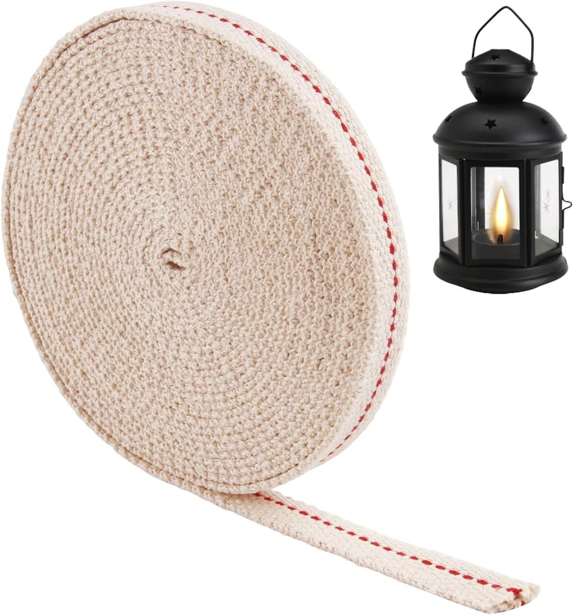 5M x 12MM Katoenen Lampenwiek voor Kerosinelampen, Ideaal voor DIY Decoraties, Geschikt voor Feuerhand 276 en 275, Verstelbare Platte Wiek voor Oliekachels en Lampen