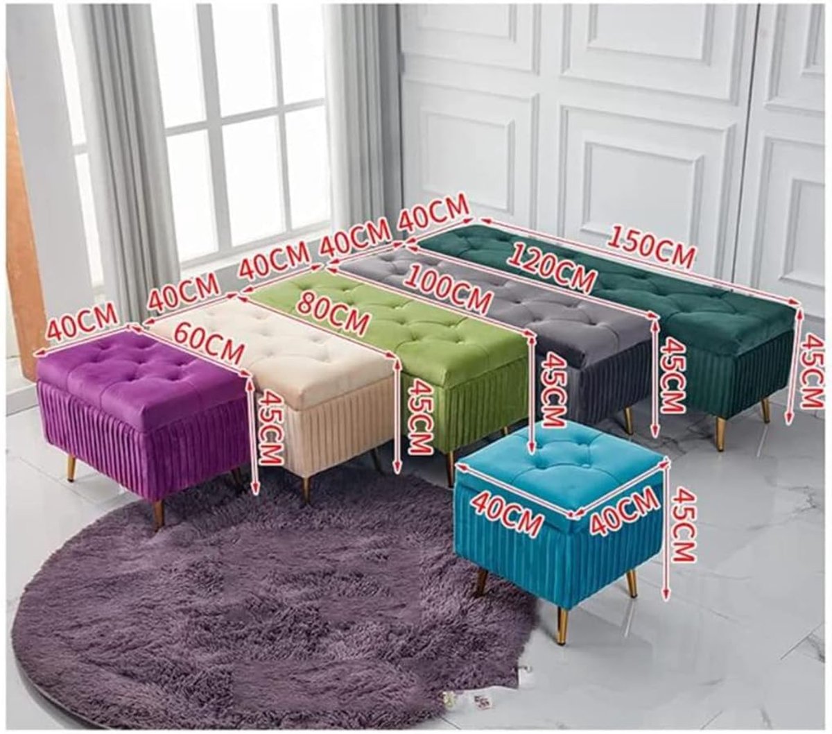 Opbergbank - Opbergkruk Poef - Schoenen Wisselen - Gevoerde Flanel Zitting - 60x40x40cm - Zwart