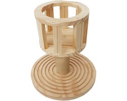 Hooiruif Huisdieren - Voerbak Gras - Voeren Verzorgen - Nagelslijpbasis - 23 x 10 x 15 cm - Houtkleur