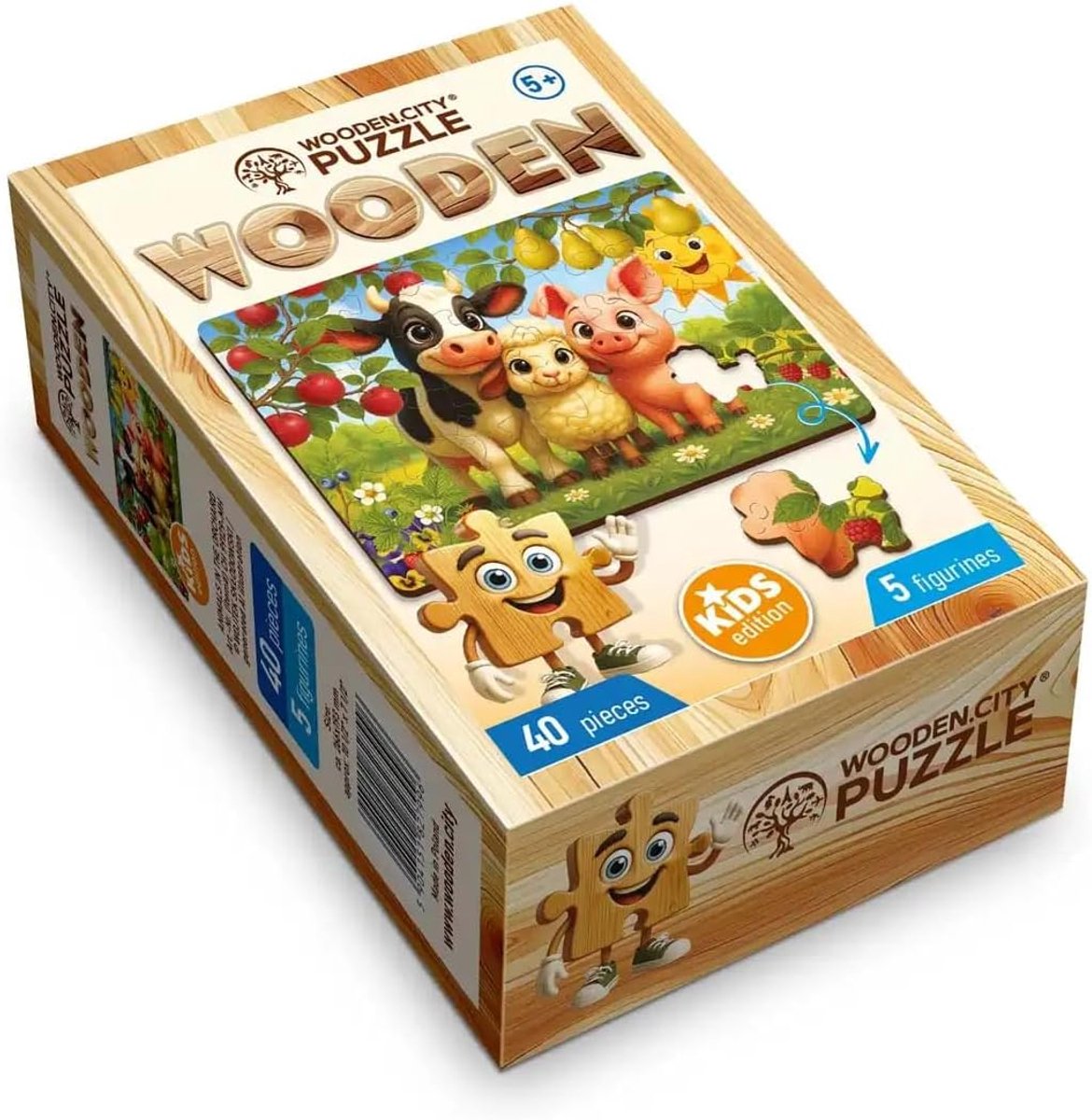 Houten Puzzel - Dierenboomgaard - Rustig Spelen - Visuele Details - 26.6 x 19.3 cm - Multicolor