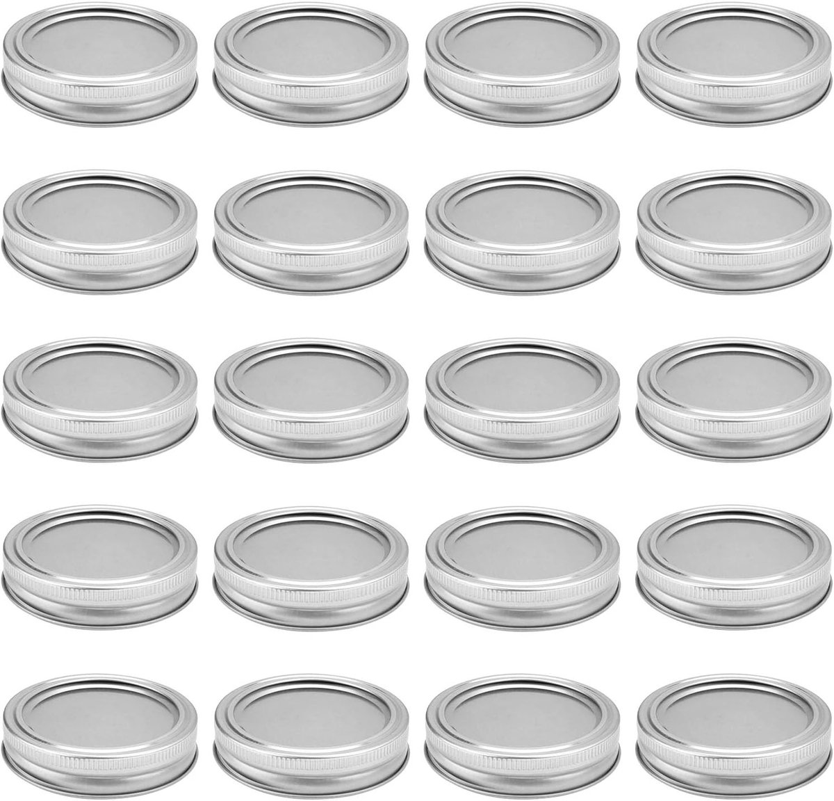 20 Stuks 70mm IJzeren Draaideksels voor Potten, Geschikt voor Inmaken en Bewaren, Zilver