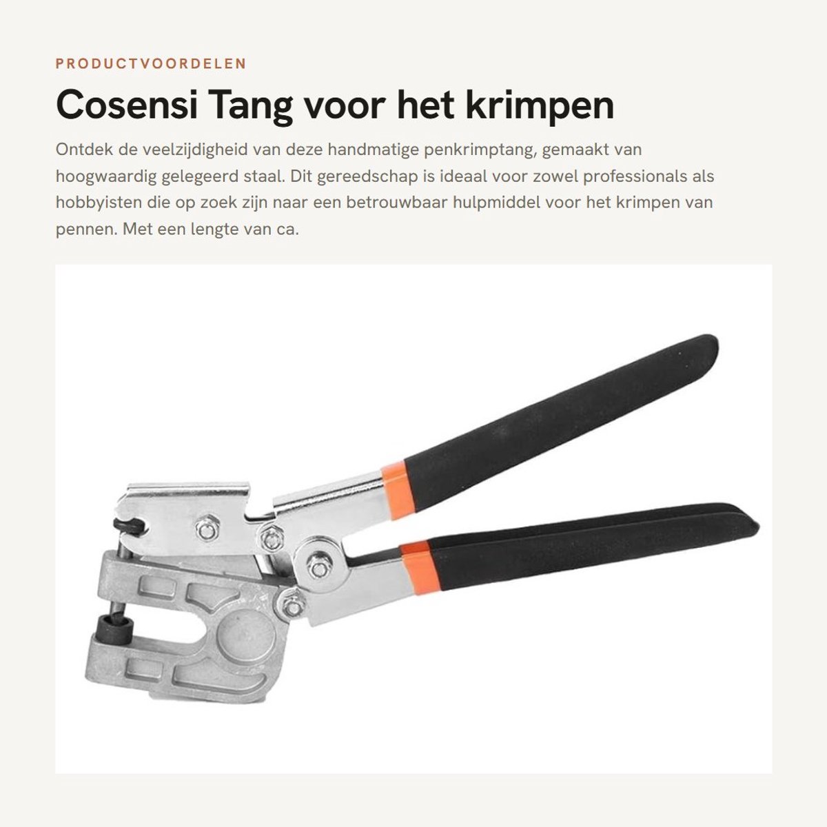 Dailygoods- Krimptang Hoogwaardig Gelegeerd Staal - Handmatige Verbinding - Draagbaar - Roestvrij - Compact Formaat - Duurzaam Gebruik - Krimpzool