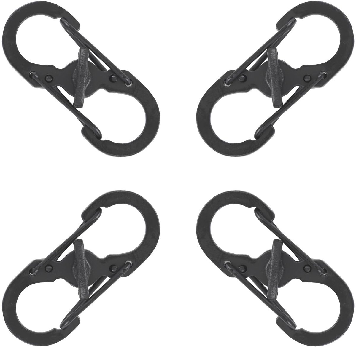 Dailygoods- Karabijnhaken 4 stuks - S-karabijnhaken - Roestvrij Staal - Antidiefstal Gesp - Outdoor/Camping - Veerbelast - Haak