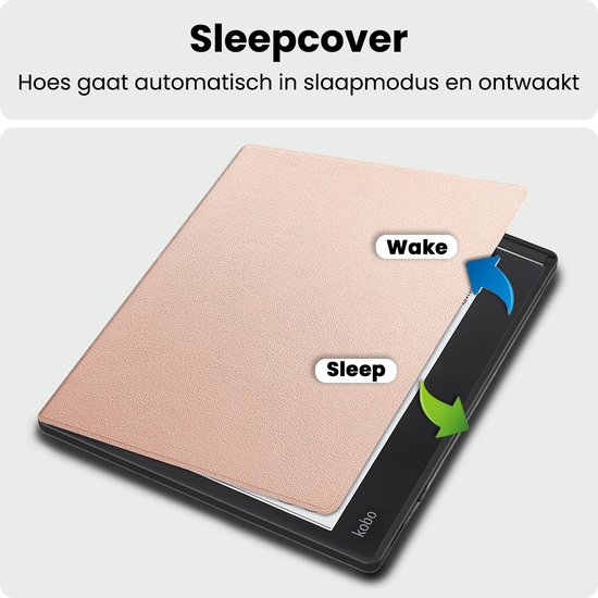 Hoes Geschikt voor Kobo Elipsa 2E Hoesje Bookcase Cover Hoes - Hoesje Geschikt voor Kobo Elipsa 2E Hoes Cover Case - Rosé Goud — afbeelding 3