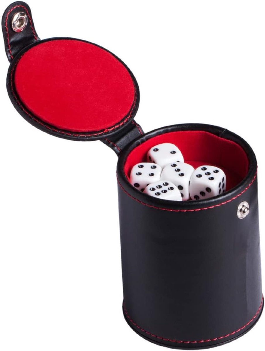 Dobbelsteen Bekers - Dobbelen Set - Spel Entertainment - Dubbellaags Leer - 9x8cm - Diverse Kleuren