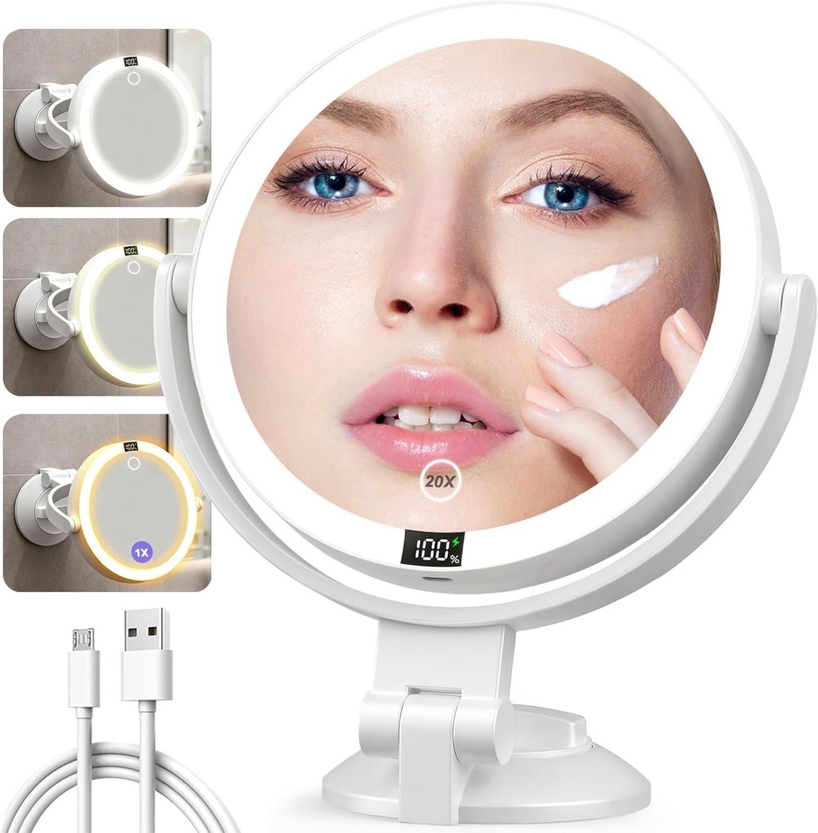 Dailygoods - Verlichte Make-up Spiegel met 20x Vergroting en Draaifunctie