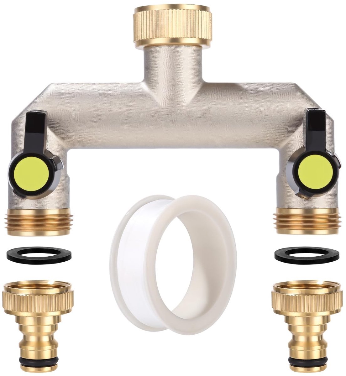 Dailygoods- Waterkraan 2-weg met aparte schakelaar - Messing Waterverdeler - Kogelkraan - 3/4 inch - Vernikkeld - Corrosiebestendig