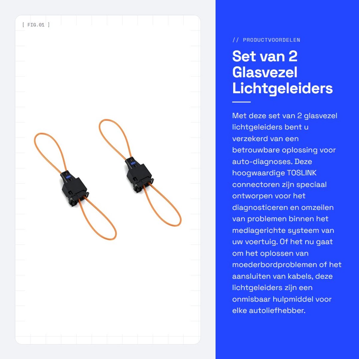 Dailygoods - Set van 2 Glasvezel Lichtgeleiders voor Auto Diagnose - TOSLINK Connectoren
