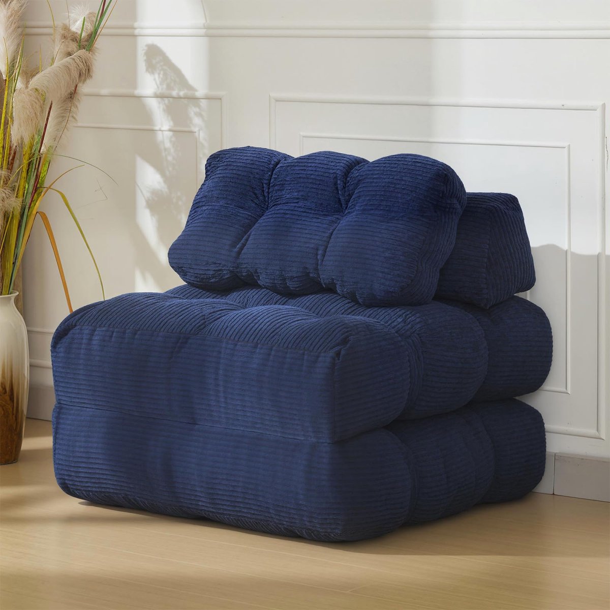 Slaapbank 2 in 1 - Fauteuil Opvouwbaar met Kussen - Fauteuilbed Comfortabel voor Woonkamer of Slaapkamer - Blauw