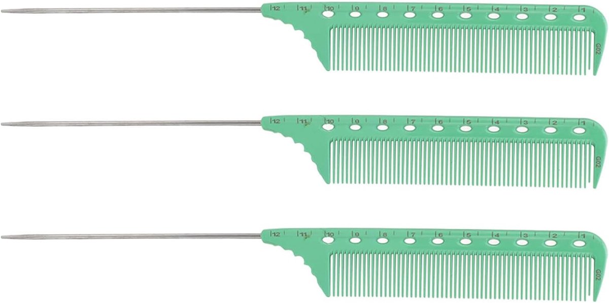 Rattenstaartkam Set - Stalen Pinkam - Haar Styling - Ergonomisch Ontwerp - 3 Stuks - Zwart