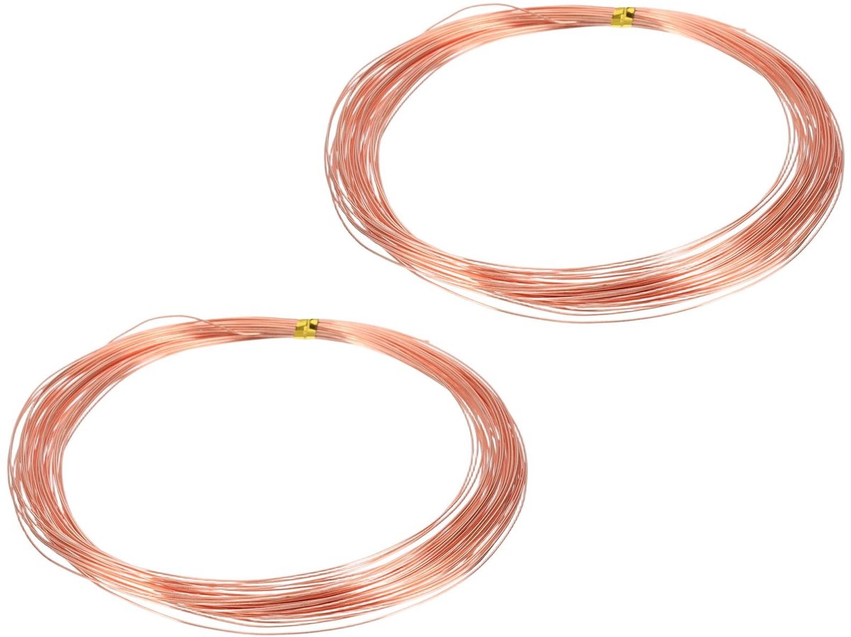 Dailygoods - QUARKZMAN Massieve blank koperdraad, 99,9%, zacht zuiver koperdraad, 25 gauge (0,45 mm), voor het maken van sieraden, elektrocultuur, tuinieren, verpakking van 2 stuks (12 m)
