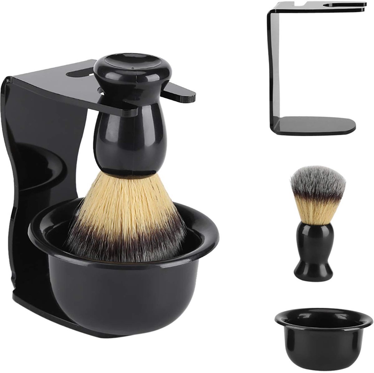 Dailygoods - Scheerborstel Kit voor Mannen 3 in 1 Scheerkwast en Kom Set Safty Scheermes Standhouder Traditionele Nat Sluiten Scheren Kit Mannen Handleiding Scheren Reiniging Tool